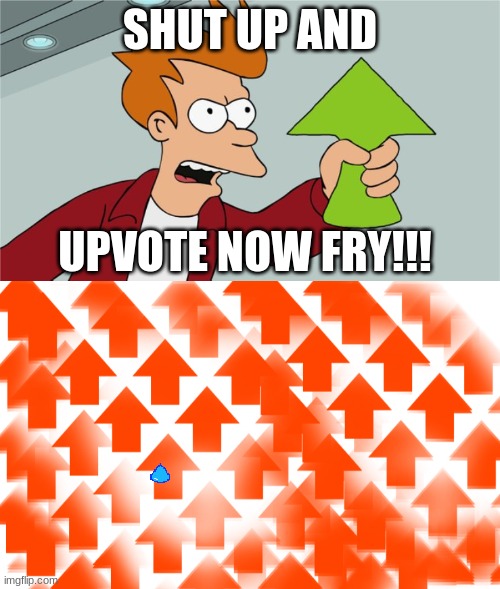 UPVOTE NOW! | SHUT UP AND; UPVOTE NOW FRY!!! | image tagged in memes,funny,funny memes | made w/ Imgflip meme maker