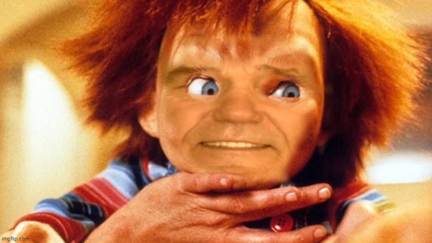 lewie chucky's evil cousin ! | image tagged in chucky,kewlew | made w/ Imgflip meme maker