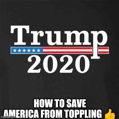 TRUMP 2020!!! | HOW TO SAVE AMERICA FROM TOPPLING 👍 | image tagged in trump 2020 | made w/ Imgflip meme maker