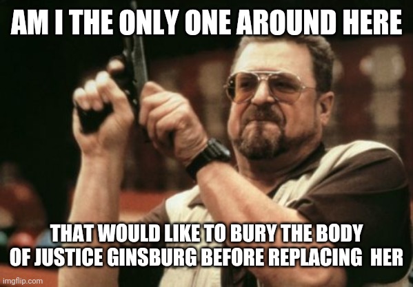 Am I The Only One Around Here Meme | AM I THE ONLY ONE AROUND HERE; THAT WOULD LIKE TO BURY THE BODY OF JUSTICE GINSBURG BEFORE REPLACING  HER | image tagged in memes,am i the only one around here,ruth bader ginsburg,supreme court | made w/ Imgflip meme maker