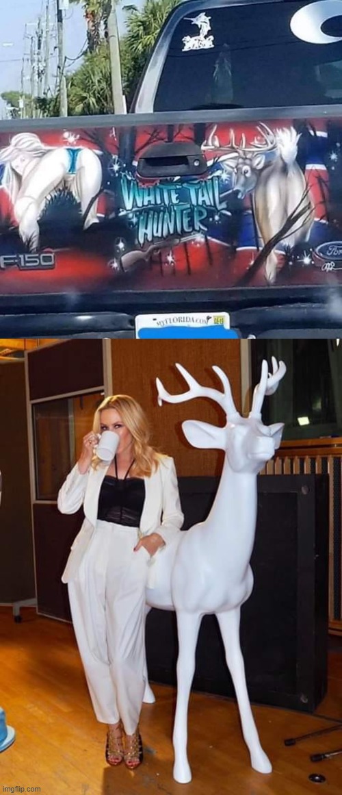this amuses the kylie | image tagged in kylie reindeer,white tail hunter,truck,trucks,confederate flag,deer | made w/ Imgflip meme maker