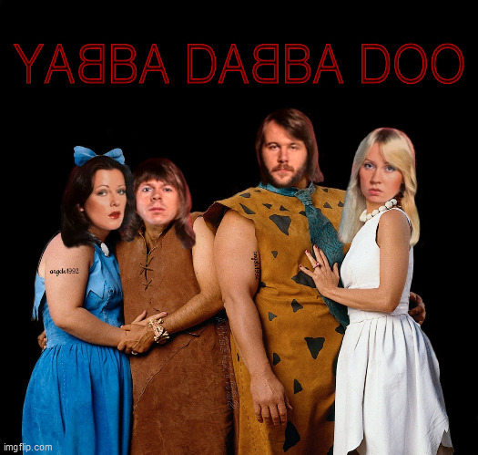 image tagged in flinstones,cartoons,abba,music,disco,fred flinstone | made w/ Imgflip meme maker