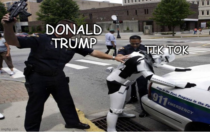 get rekt tiktok | DONALD TRUMP; TIK TOK | image tagged in haha arrested lol | made w/ Imgflip meme maker