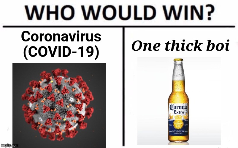 Who Would Win? | Coronavirus (COVID-19); One thick boi | image tagged in memes,who would win,coronavirus,covid-19,beer,shitpost | made w/ Imgflip meme maker