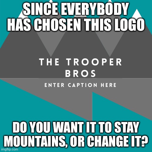 Also when did the Troopers form? | SINCE EVERYBODY HAS CHOSEN THIS LOGO; DO YOU WANT IT TO STAY MOUNTAINS, OR CHANGE IT? | made w/ Imgflip meme maker