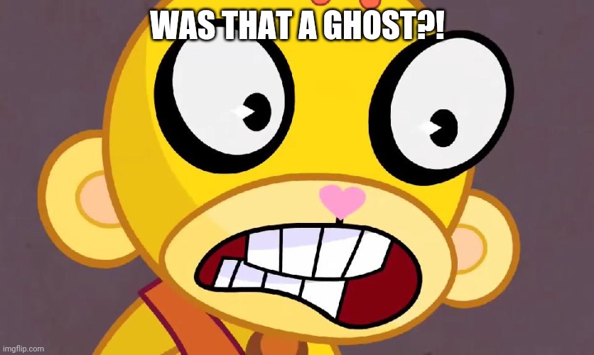 Surprised Buddhist Monkey (HTF) | WAS THAT A GHOST?! | image tagged in surprised buddhist monkey htf | made w/ Imgflip meme maker