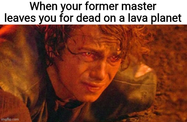 It really do be like that sometimes, Ani boy | When your former master leaves you for dead on a lava planet | image tagged in injured anakin skywalker,star wars,revenge of the sith,anakin skywalker,darth vader,it really do be like that sometimes | made w/ Imgflip meme maker