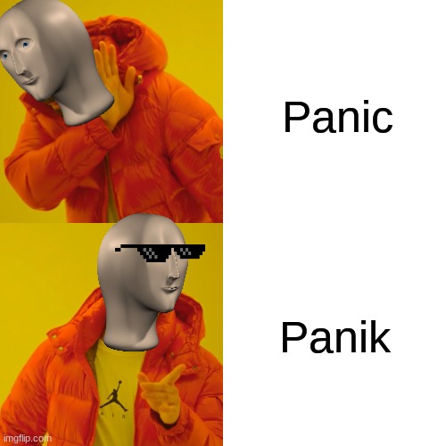 Drake Hotline Bling | Panic; Panik | image tagged in memes,drake hotline bling | made w/ Imgflip meme maker
