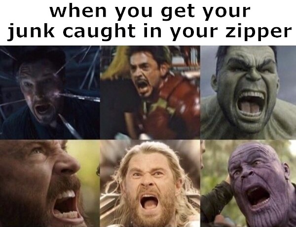when you get your junk caught in your zipper | image tagged in junk | made w/ Imgflip meme maker