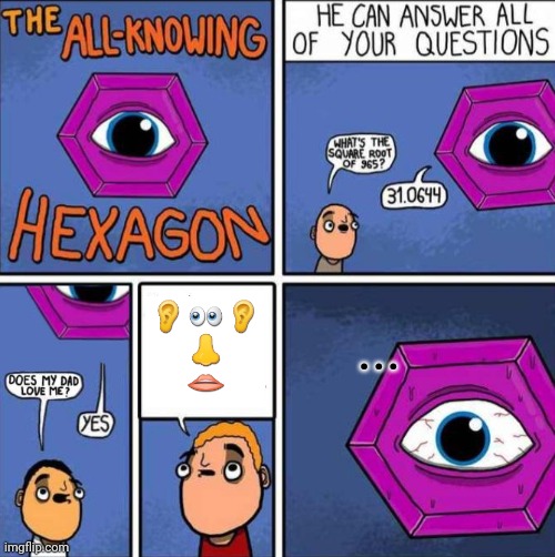 ??????????????? | 👂👀👂
👃
👄; ... | image tagged in all knowing hexagon original | made w/ Imgflip meme maker