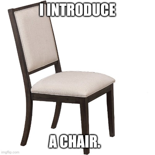 I INTRODUCE A CHAIR. | made w/ Imgflip meme maker