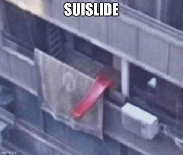 I wonder if anyone ever went down that slide... | SUISLIDE | image tagged in funny,memes,funny memes,suicide,you had one job | made w/ Imgflip meme maker