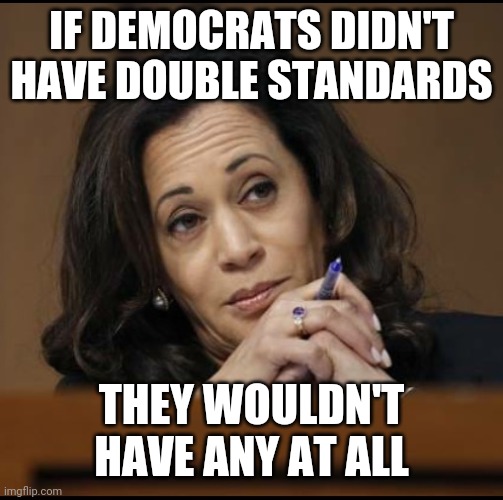 Kamala Harris  | IF DEMOCRATS DIDN'T HAVE DOUBLE STANDARDS; THEY WOULDN'T HAVE ANY AT ALL | image tagged in kamala harris | made w/ Imgflip meme maker