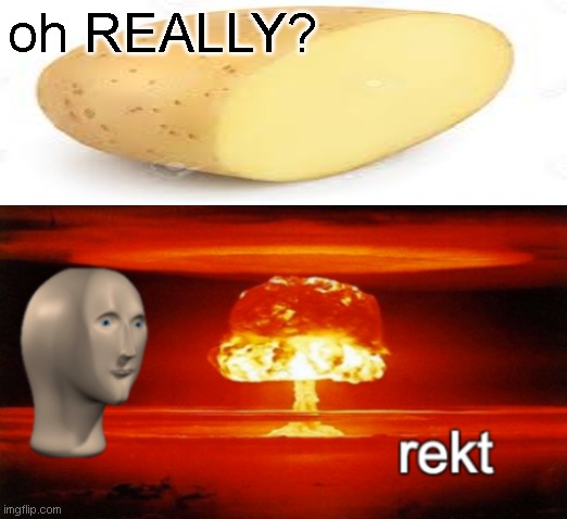 rekt w/text | oh REALLY? | image tagged in rekt w/text | made w/ Imgflip meme maker