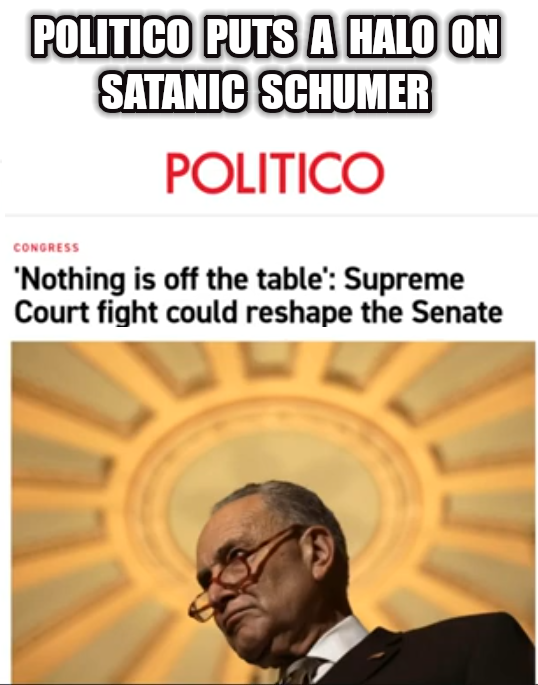 Politico puts a halo on Satanic Schumer. Blank Meme Template