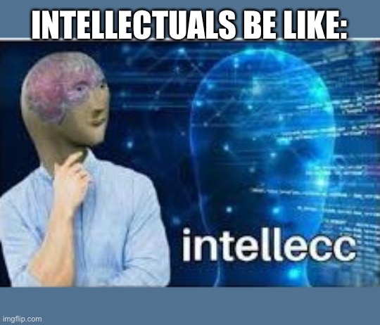 Intellecc | INTELLECTUALS BE LIKE: | image tagged in intellecc | made w/ Imgflip meme maker