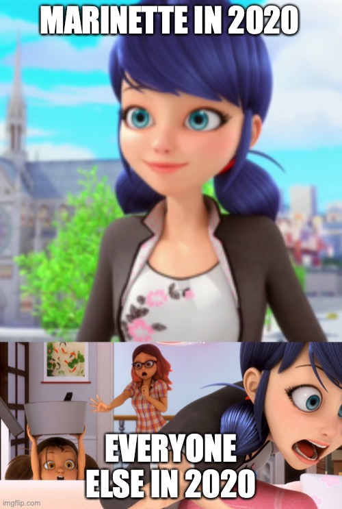 2020 be like | MARINETTE IN 2020; EVERYONE ELSE IN 2020 | image tagged in miraculous ladybug,2020,funny | made w/ Imgflip meme maker