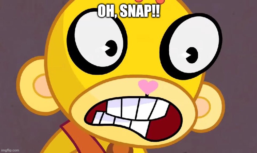 Surprised Buddhist Monkey (HTF) | OH, SNAP!! | image tagged in surprised buddhist monkey htf | made w/ Imgflip meme maker