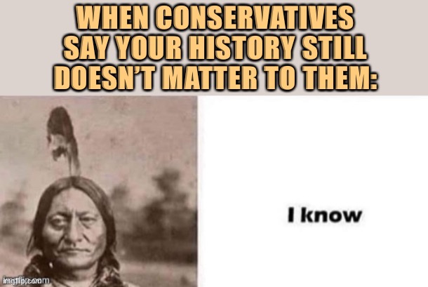 Let’s just take a moment to reflect on what happened to the natives of the Americas. | WHEN CONSERVATIVES SAY YOUR HISTORY STILL DOESN’T MATTER TO THEM: | image tagged in native american,native americans,genocide,colonialism,america,conservative logic | made w/ Imgflip meme maker