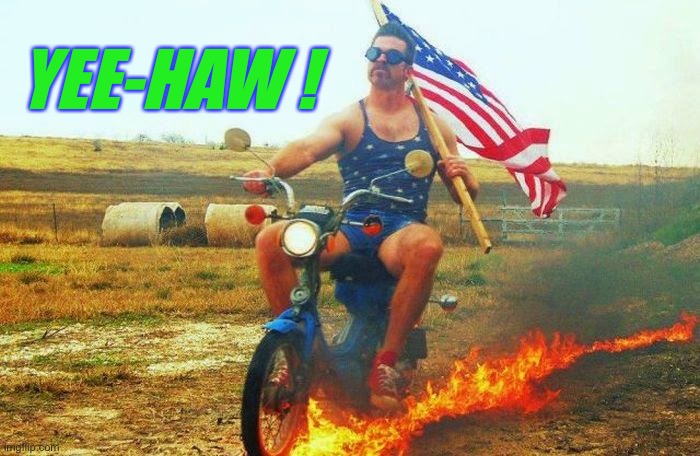 'merica scooter | YEE-HAW ! | image tagged in 'merica scooter | made w/ Imgflip meme maker
