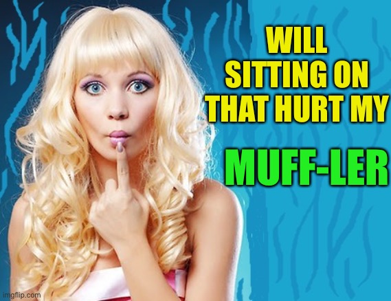 ditzy blonde | WILL SITTING ON THAT HURT MY MUFF-LER | image tagged in ditzy blonde | made w/ Imgflip meme maker