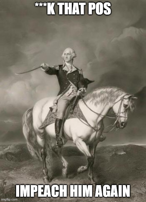 adventures of george washington | ***K THAT POS IMPEACH HIM AGAIN | image tagged in adventures of george washington | made w/ Imgflip meme maker