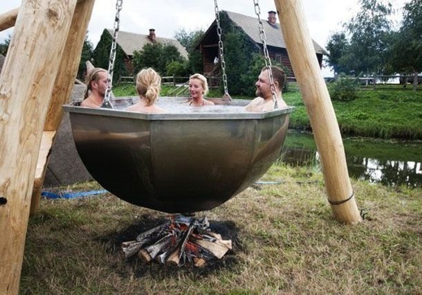 Russians in a hot tub Blank Meme Template