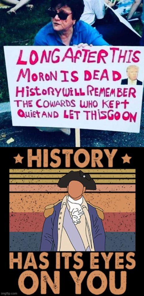 History won't be kind to this Administration. Can't wait for the adults to re-enter the building and sort through the wreckage. | image tagged in hamilton history has its eyes on you,trump administration,trump is a moron,cowards,president trump,history | made w/ Imgflip meme maker