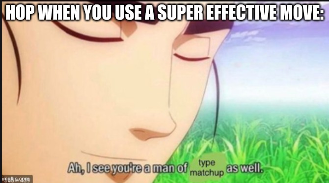 Hop | HOP WHEN YOU USE A SUPER EFFECTIVE MOVE: | image tagged in hop | made w/ Imgflip meme maker