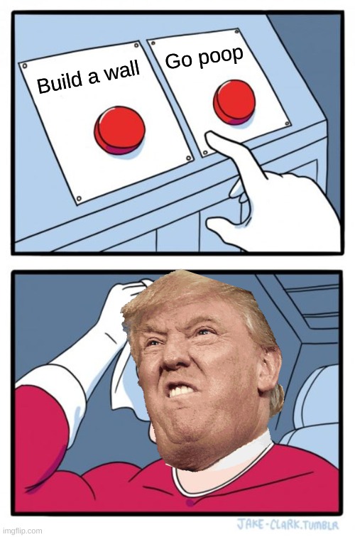 Two Buttons | Go poop; Build a wall | image tagged in memes,two buttons | made w/ Imgflip meme maker