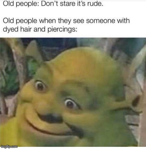 Hypocritic Old People | image tagged in shrek,repost | made w/ Imgflip meme maker
