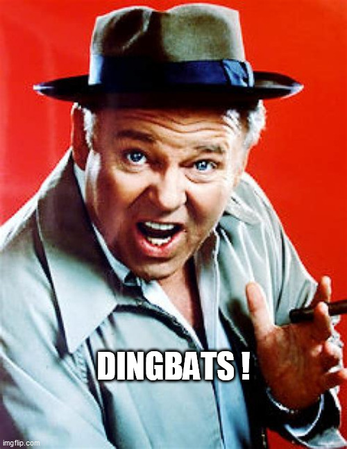 DINGBATS ! | image tagged in archie bunker,dingbats | made w/ Imgflip meme maker