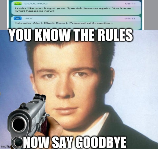 say goodbye |  YOU KNOW THE RULES; NOW SAY GOODBYE | image tagged in you know the rules and so do i say goodbye | made w/ Imgflip meme maker