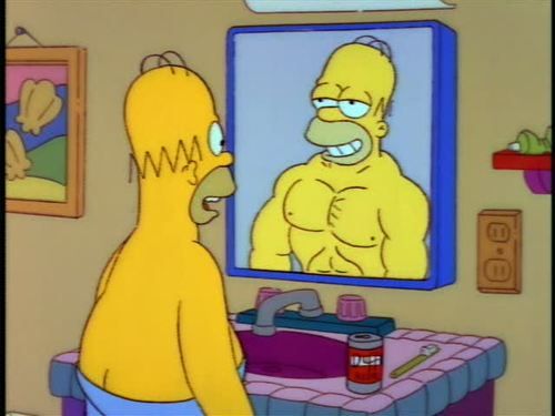 Homer and the mirror Blank Meme Template