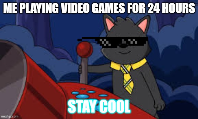 ME PLAYING VIDEO GAMES FOR 24 HOURS; STAY COOL | made w/ Imgflip meme maker