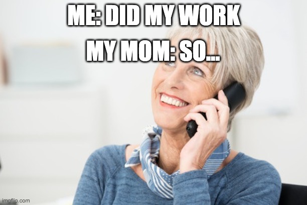 well well karen | ME: DID MY WORK; MY MOM: SO... | image tagged in well well karen | made w/ Imgflip meme maker