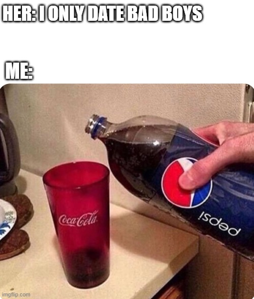 HER: I ONLY DATE BAD BOYS; ME: | image tagged in blank white template | made w/ Imgflip meme maker