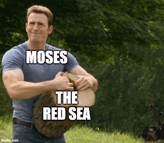 MOSES; THE RED SEA | image tagged in Jewdank | made w/ Imgflip meme maker