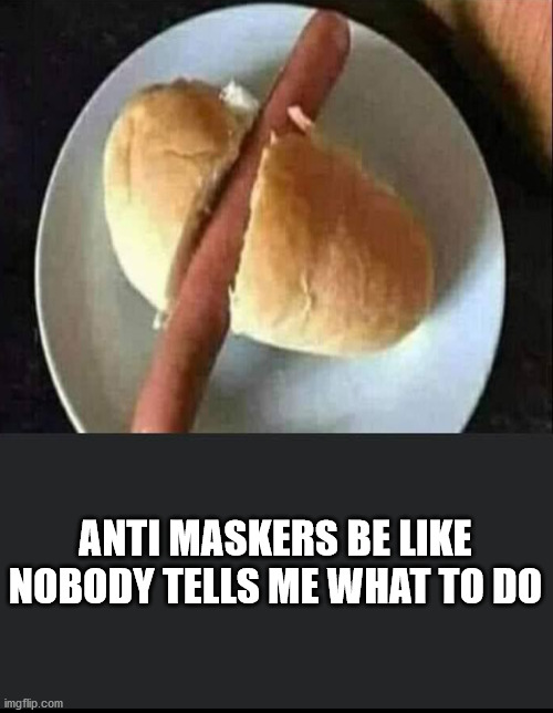 Anti-maskers | ANTI MASKERS BE LIKE NOBODY TELLS ME WHAT TO DO | image tagged in coronavirus,trump,biden,q/anaon | made w/ Imgflip meme maker