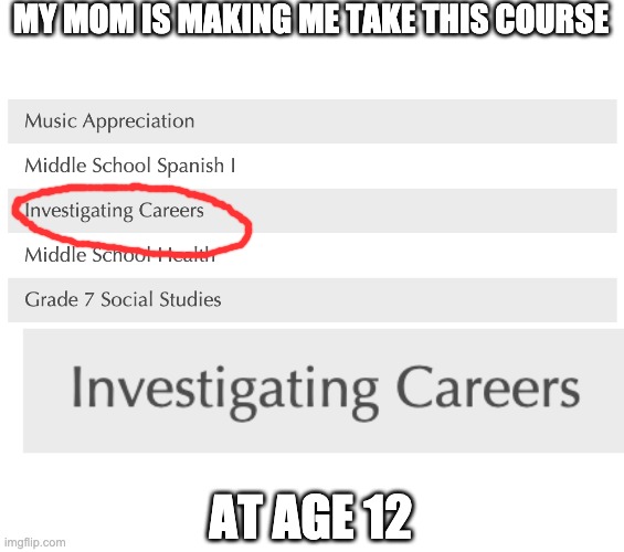 online school is good aside from that | MY MOM IS MAKING ME TAKE THIS COURSE; AT AGE 12 | image tagged in memes,funny,homeschool,online | made w/ Imgflip meme maker