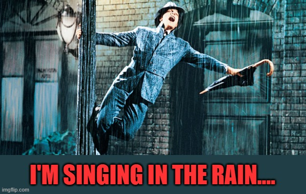 Singing in the rain | I'M SINGING IN THE RAIN.... | image tagged in singing in the rain | made w/ Imgflip meme maker