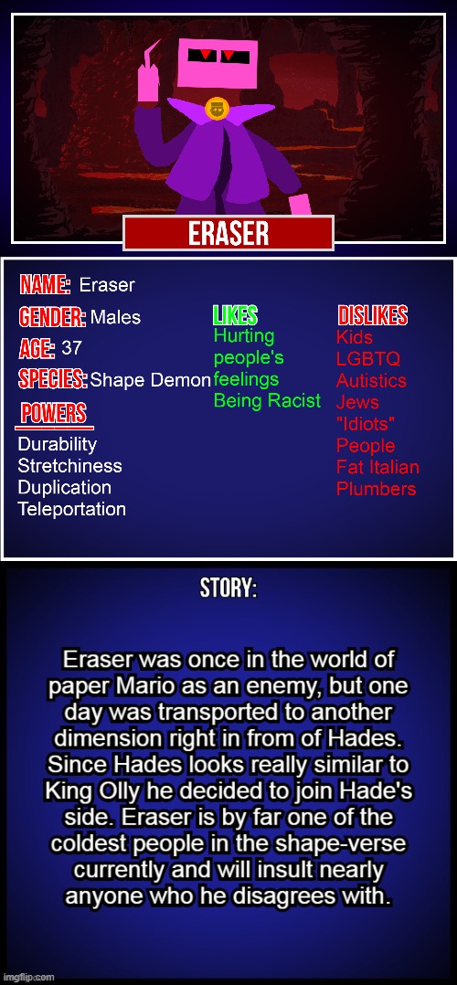 Eraser is now officially canon to the shape storyline. | made w/ Imgflip meme maker