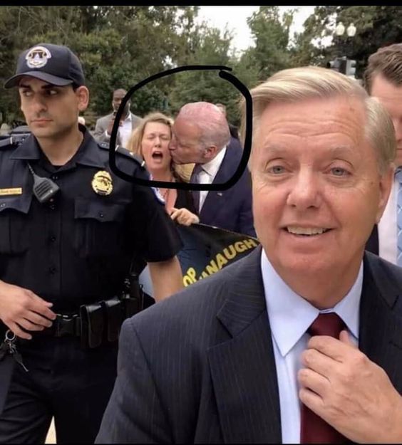 Lindsey Graham and Biden kissing woman Blank Meme Template
