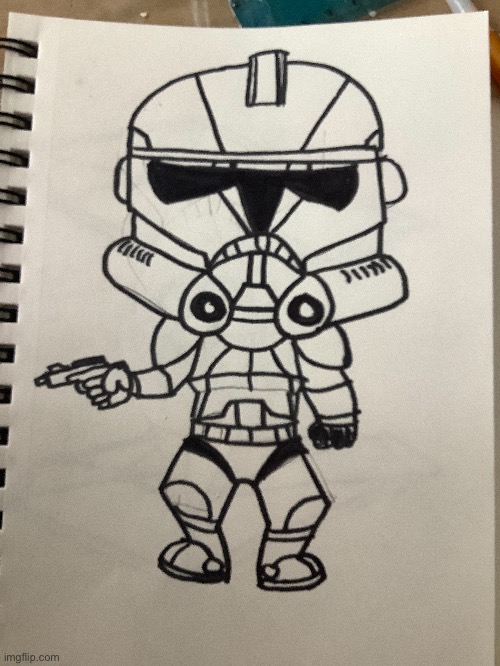 Here is an older drawing of a clone trooper | image tagged in clone trooper,drawing | made w/ Imgflip meme maker