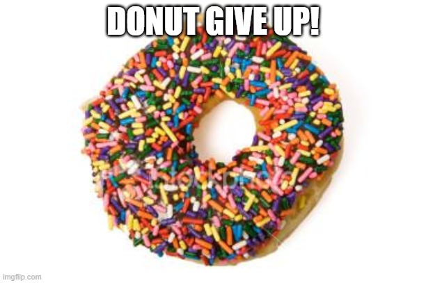 donut | DONUT GIVE UP! | image tagged in donut | made w/ Imgflip meme maker