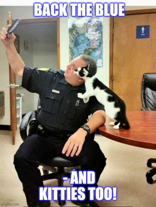 BACK THE BLUE; - AND KITTIES TOO! | image tagged in maga,kitty | made w/ Imgflip meme maker