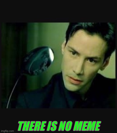 There is no spoon | THERE IS NO MEME | image tagged in there is no spoon | made w/ Imgflip meme maker