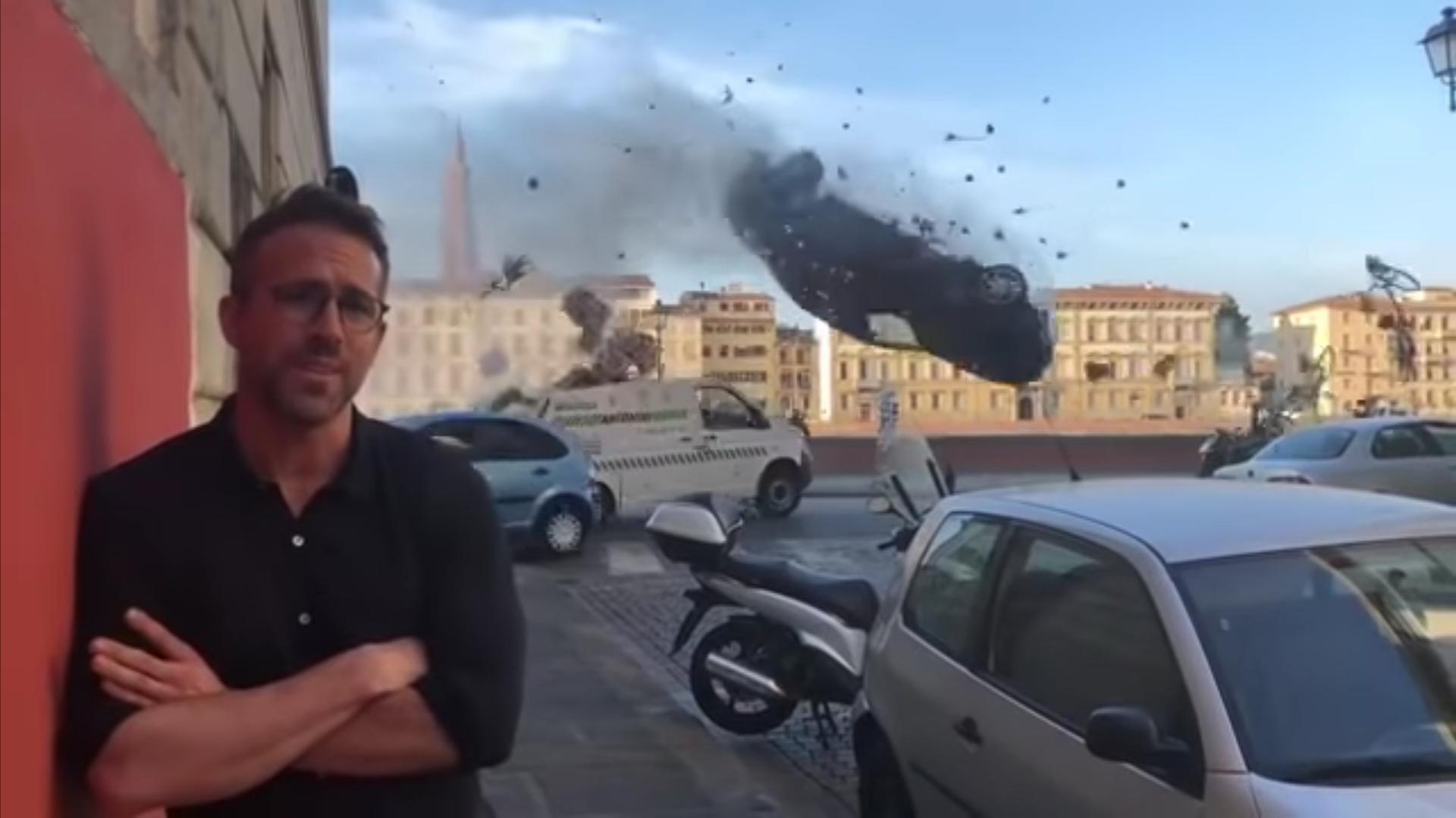 High Quality Severe car crash photobombing Ryan Reynolds Blank Meme Template