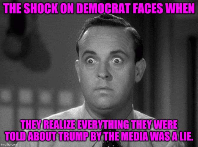 I'd say google it, but they are in on the big lie too. Best if you just listen to him to hear what he really says. | THE SHOCK ON DEMOCRAT FACES WHEN; THEY REALIZE EVERYTHING THEY WERE TOLD ABOUT TRUMP BY THE MEDIA WAS A LIE. | image tagged in shocked face | made w/ Imgflip meme maker
