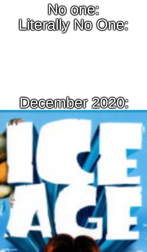No one:
Literally No One:; December 2020: | image tagged in blank white template | made w/ Imgflip meme maker